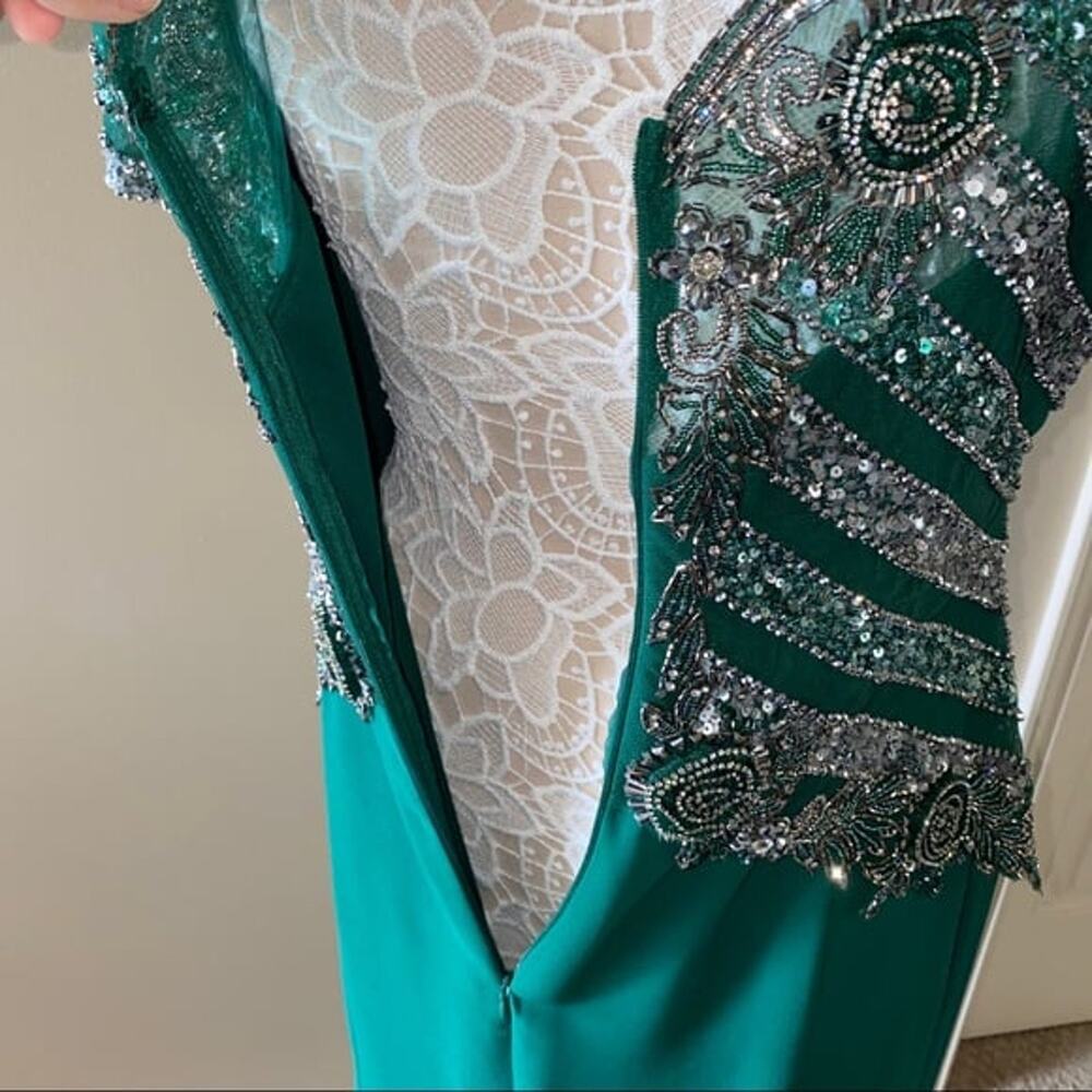 Allure Bridals Emerald Green Sequin Evening Gown Dress, Mother of Bride, Formal - Picture 10 of 10